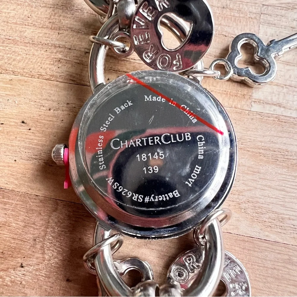 Charter club ladies charm bracelet fashion watch NEW BATTERY